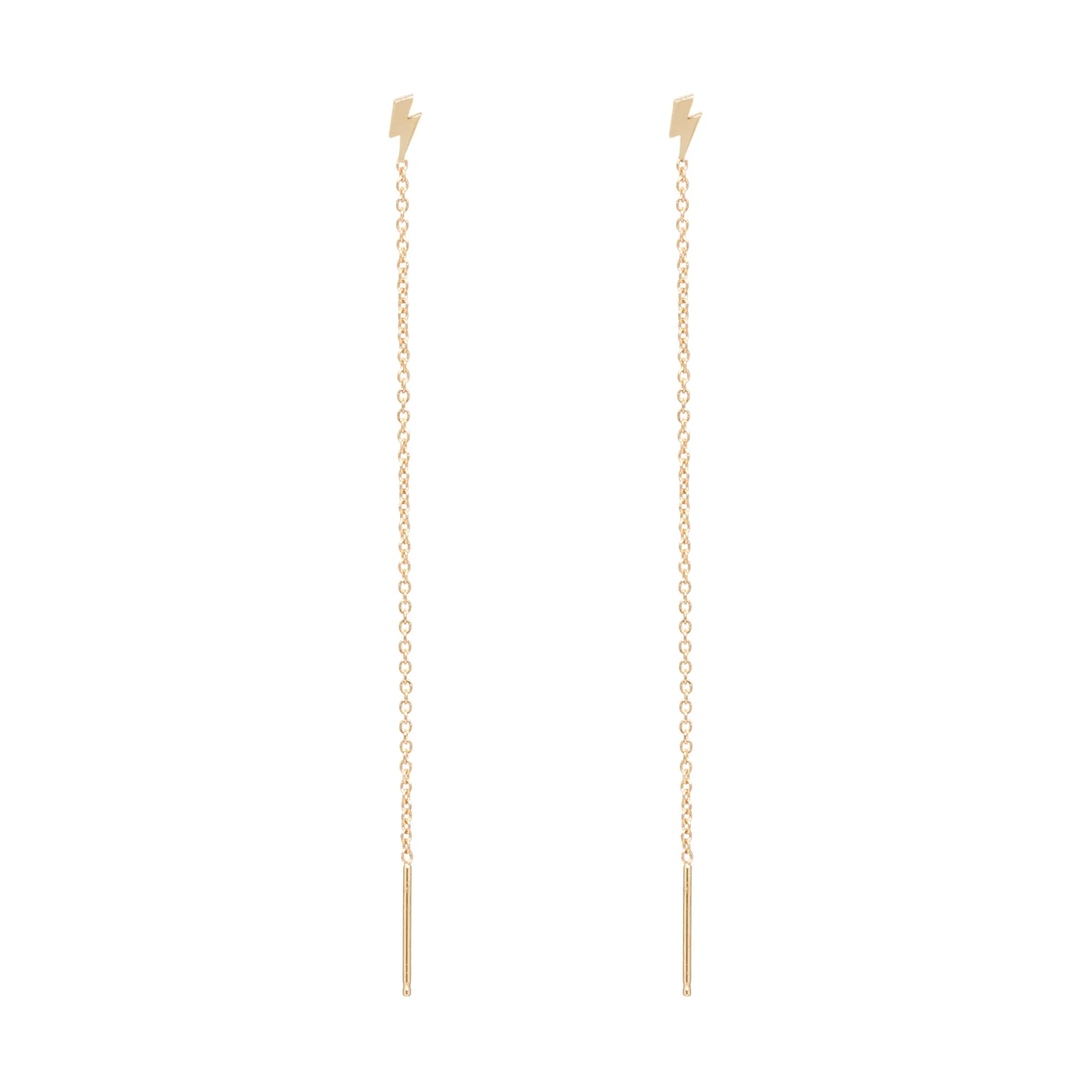 14k Itty Bitty Lightning Bolt Threader Earrings sold by Zoe Chicco