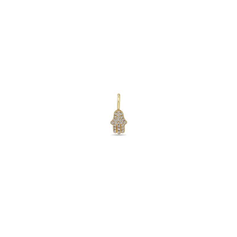 14k Single Midi Bitty Pavé Diamond Hamsa Charm sold by Zoe Chicco