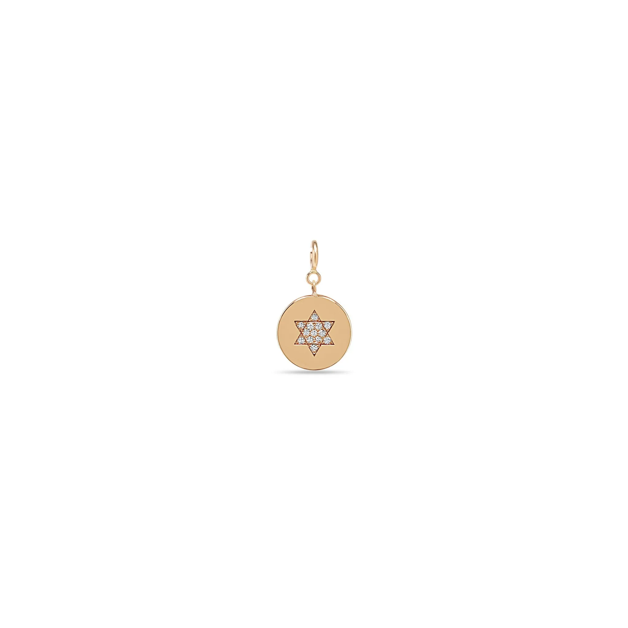 14k Single Pavé Diamond Star of David Disc Charm Pendant sold by Zoe Chicco product image thumbnail 5