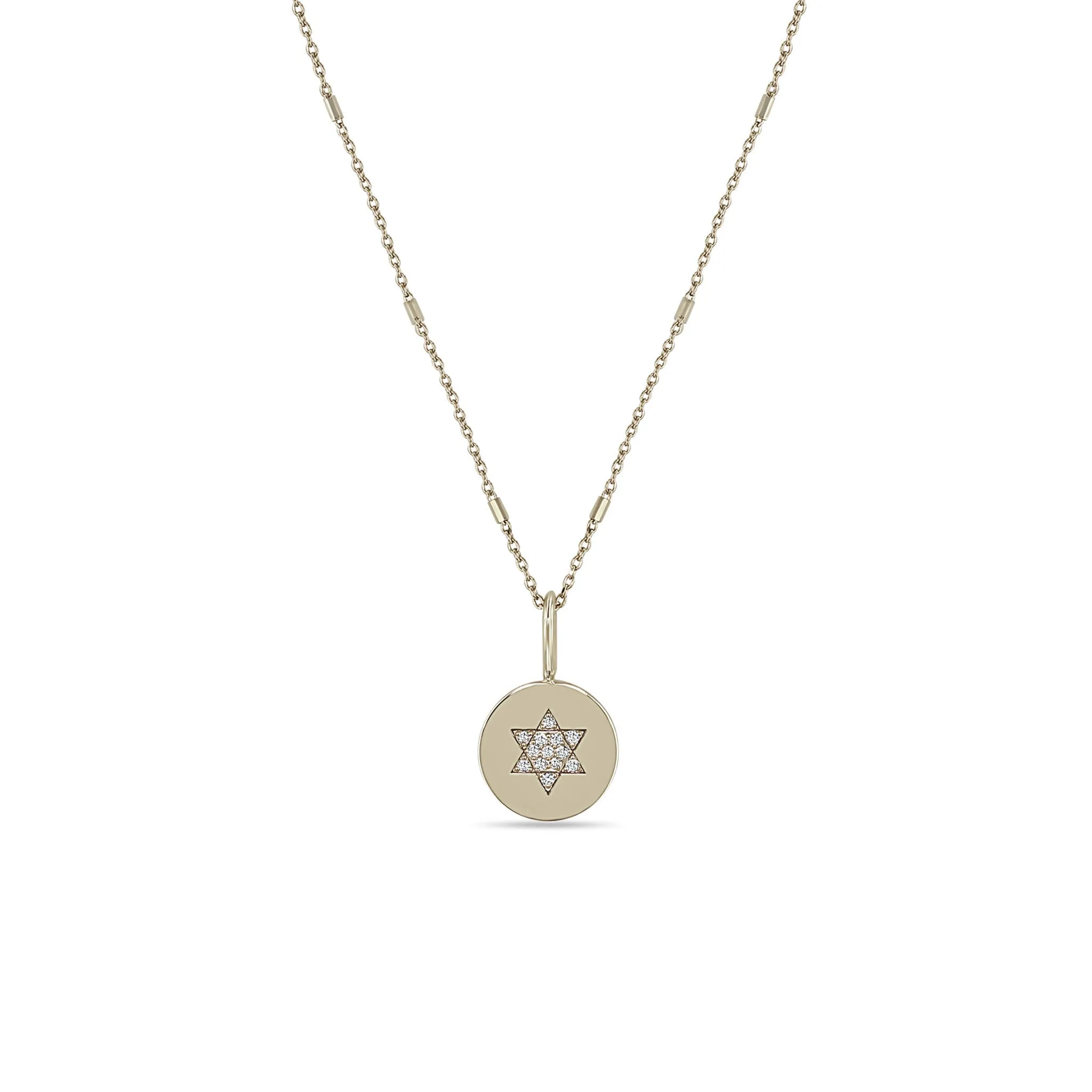 14k Pavé Diamond Star of David Disc Pendant Necklace sold by Zoe Chicco product image thumbnail 3