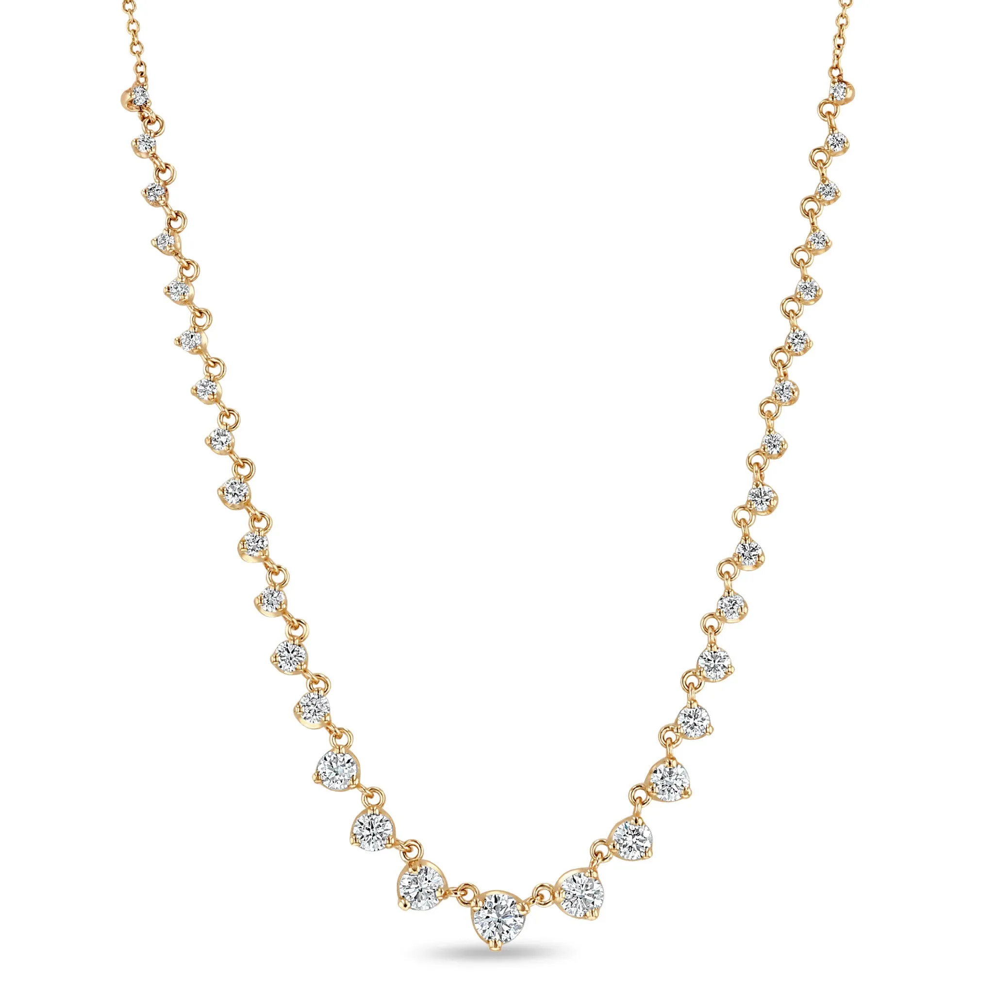 14k Linked Graduated Prong Diamond Tennis Necklace sold by Zoe Chicco product image thumbnail 3