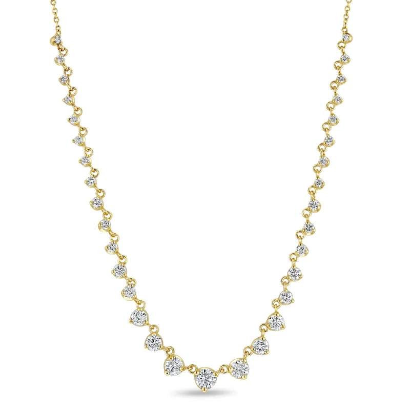 14k Linked Graduated Prong Diamond Tennis Necklace sold by Zoe Chicco