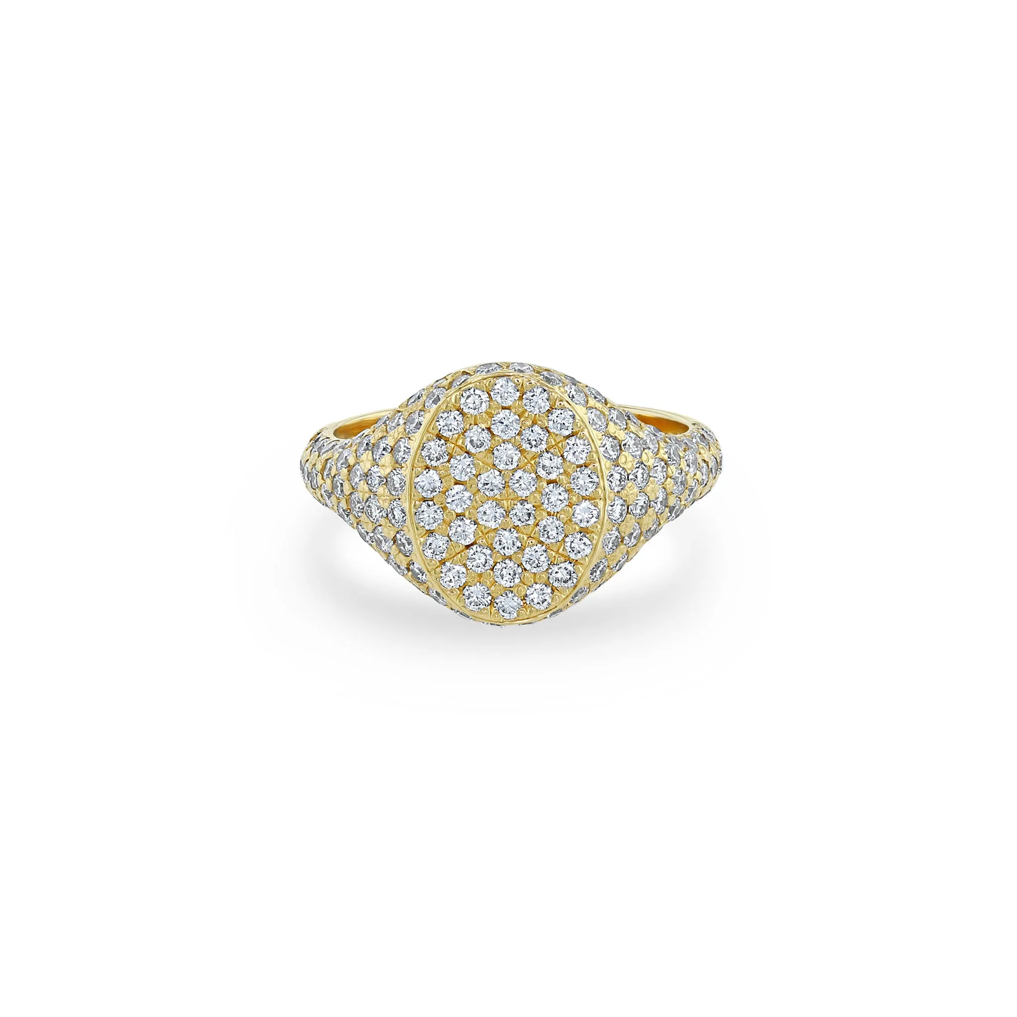 14k Full Pavé Diamond Oval Signet Ring sold by Zoe Chicco