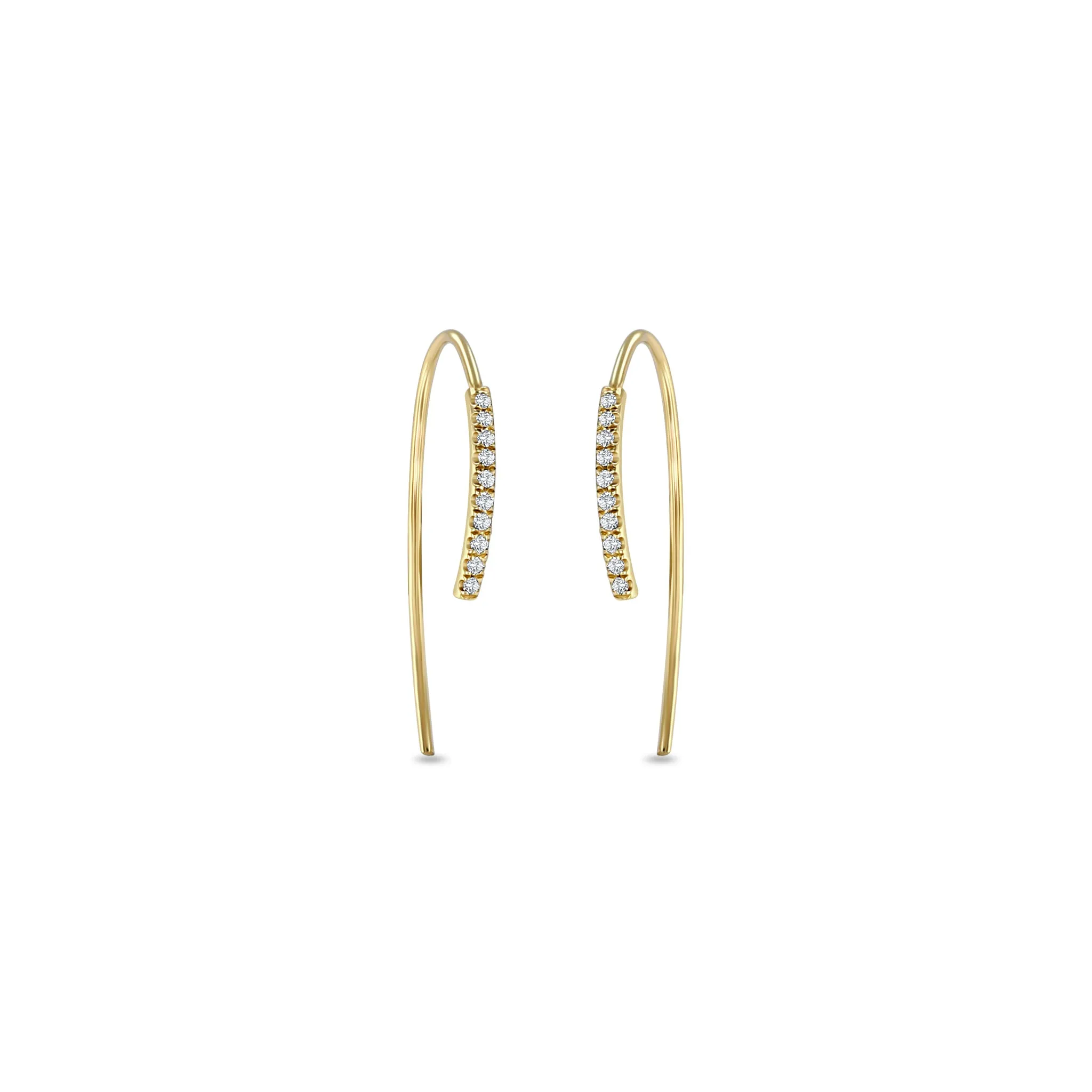 14k Pavé Diamond Bar Short Wire Threader Earrings sold by Zoe Chicco