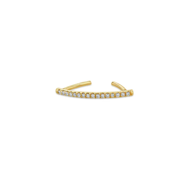 14k Pavé Diamond Thick Wire Bar Ear Cuff sold by Zoe Chicco