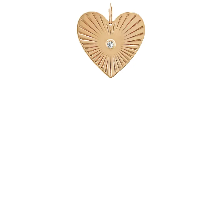 14k Medium Radiant Heart Diamond Bezel Medallion Charm Pendant sold by Zoe Chicco product image thumbnail 3