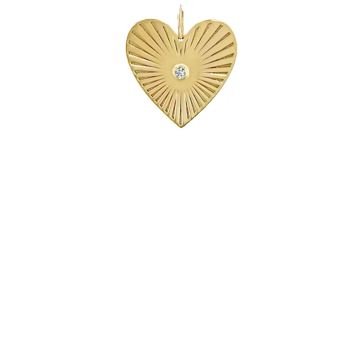 14k Medium Radiant Heart Diamond Bezel Medallion Charm Pendant sold by Zoe Chicco product image thumbnail 2