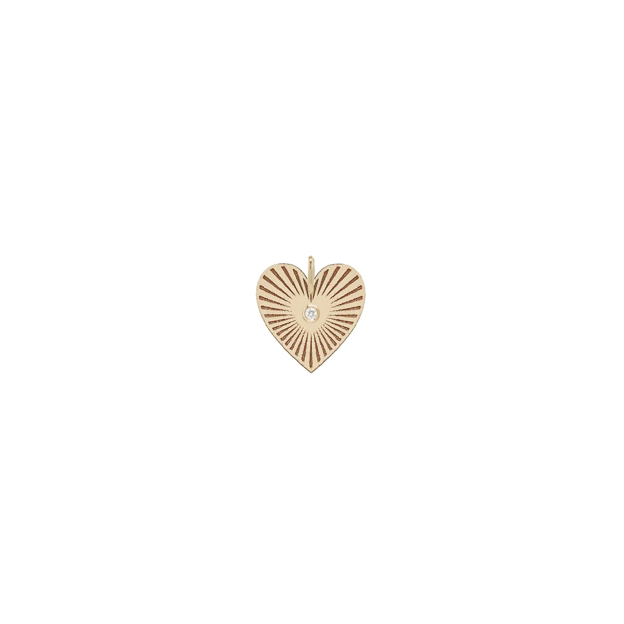 14k Medium Radiant Heart Diamond Bezel Medallion Charm Pendant sold by Zoe Chicco
