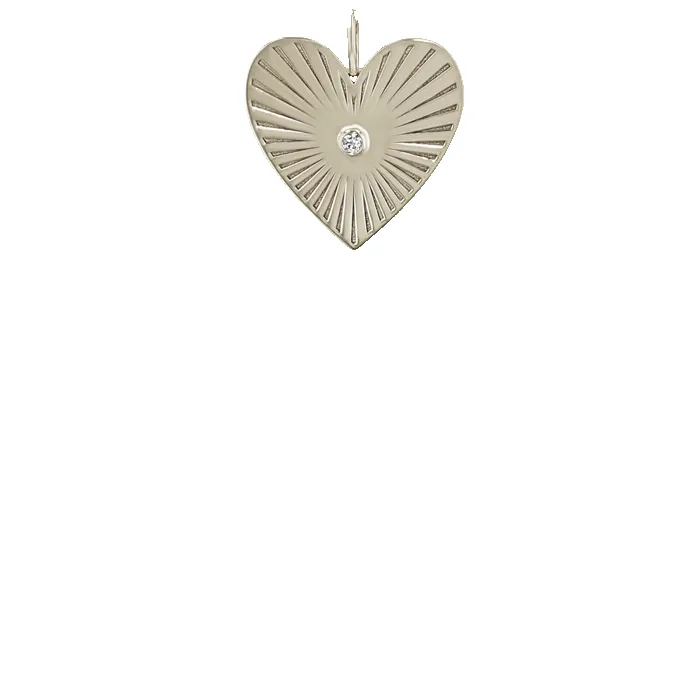 14k Medium Radiant Heart Diamond Bezel Medallion Charm Pendant sold by Zoe Chicco product image thumbnail 4