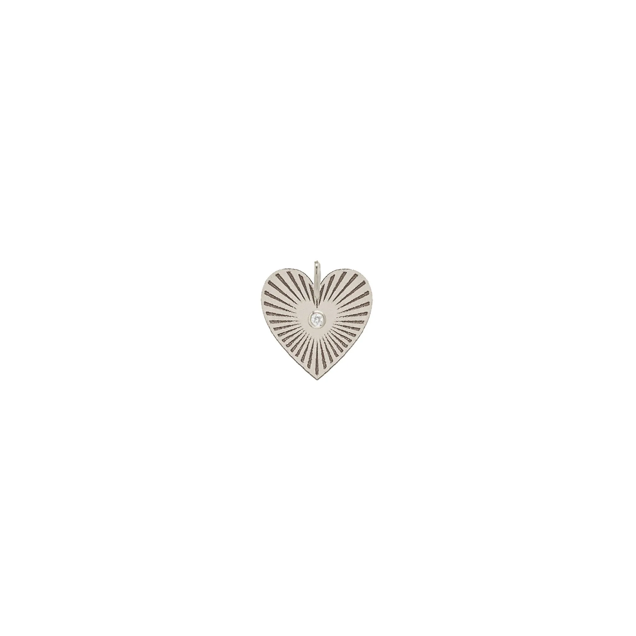 14k Single Medium Radiant Heart Diamond Bezel Medallion Charm Pendant sold by Zoe Chicco product image thumbnail 5