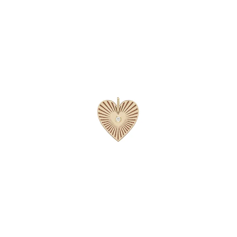 14k Single Medium Radiant Heart Diamond Bezel Medallion Charm Pendant sold by Zoe Chicco