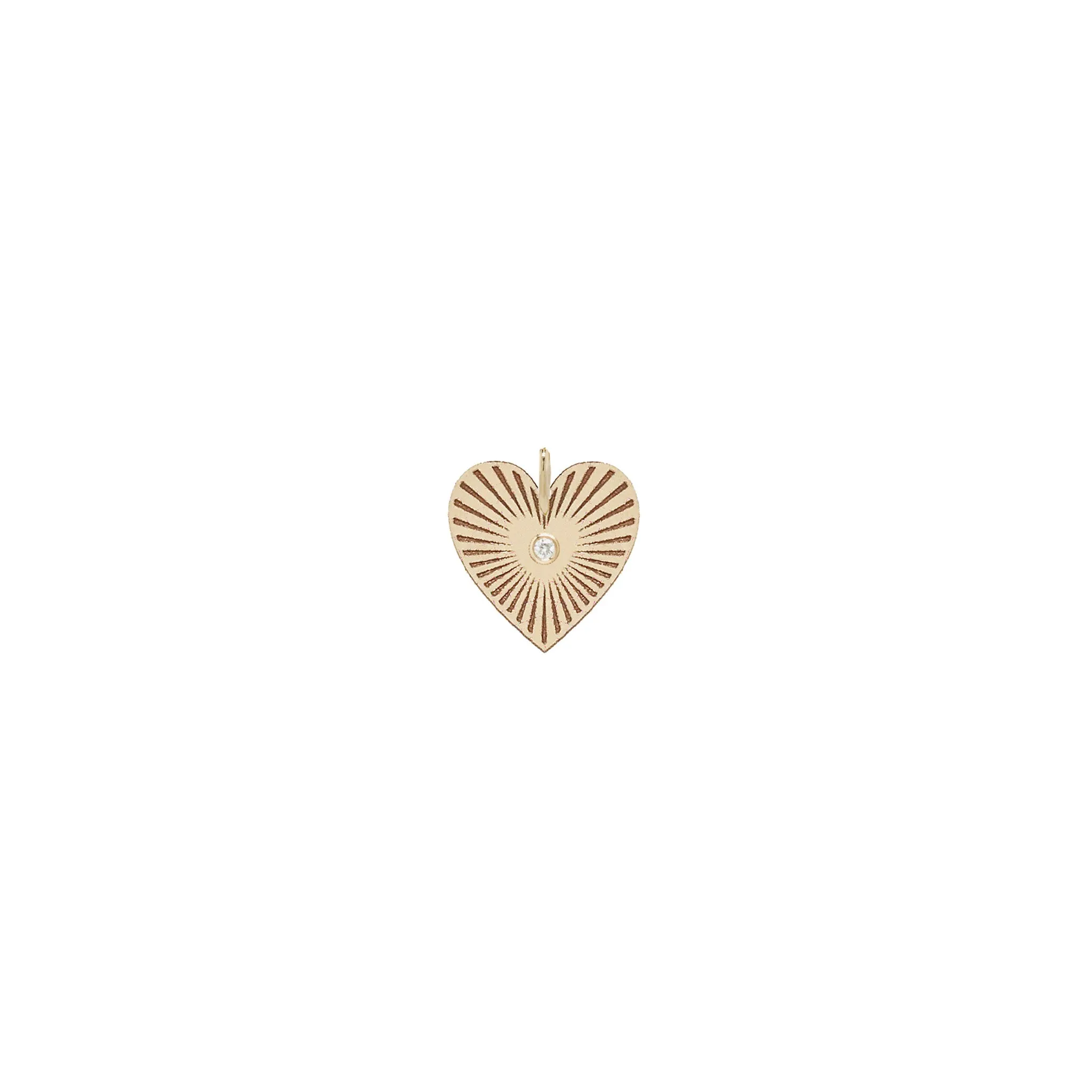 14k Single Medium Radiant Heart Diamond Bezel Medallion Charm Pendant sold by Zoe Chicco