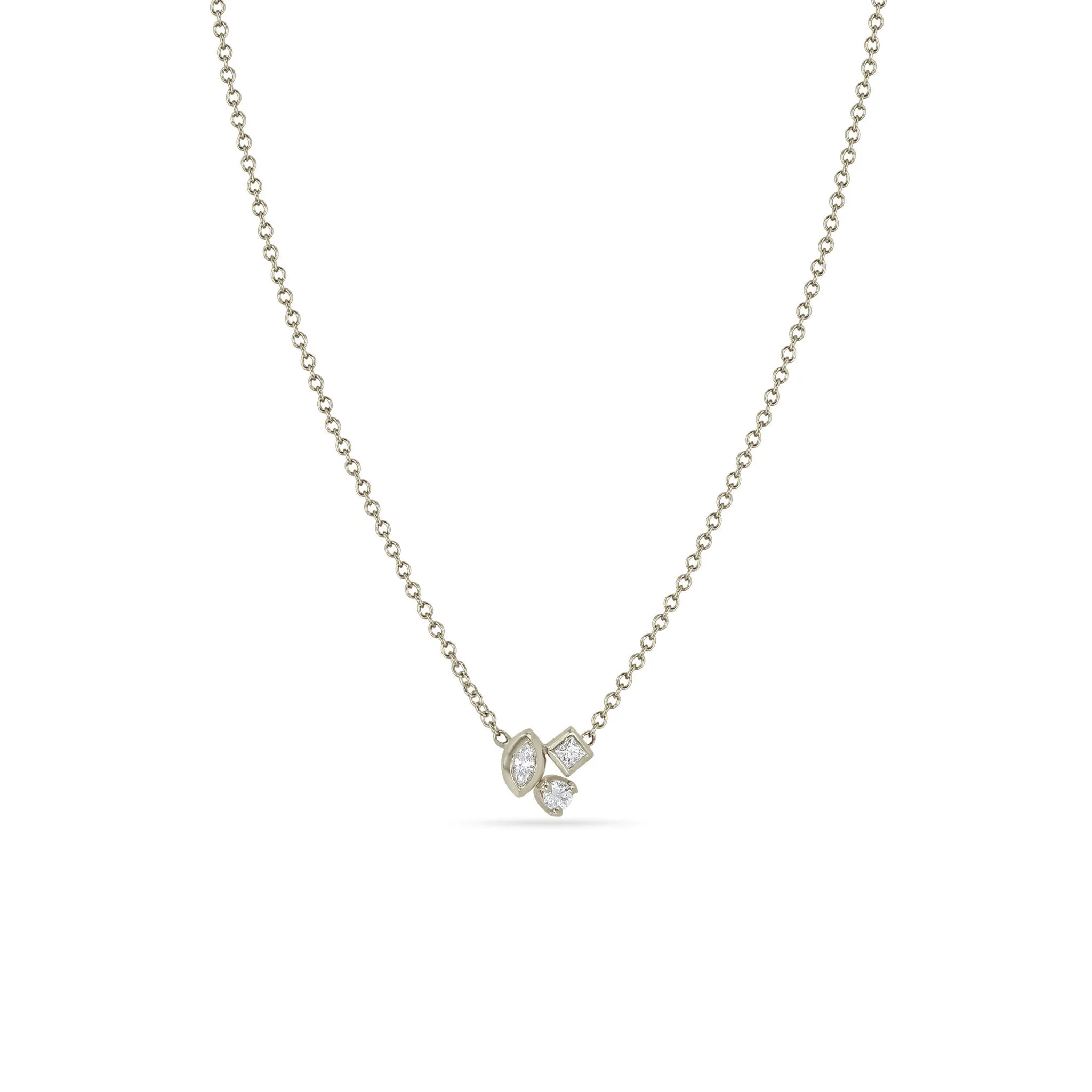 14k Mixed Cut Diamond Cluster Necklace sold by Zoe Chicco product image thumbnail 4