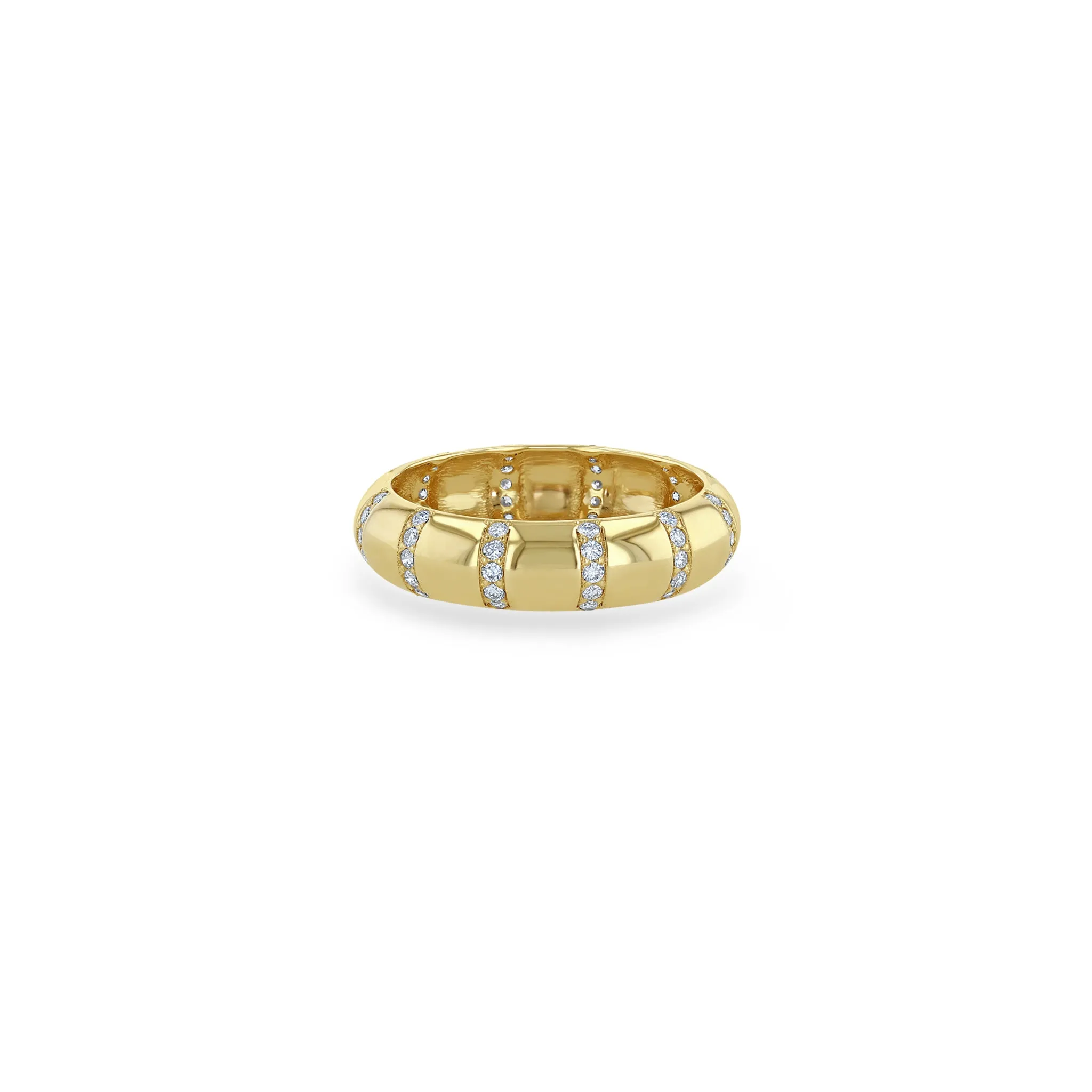 14k Pavé Diamond Banded Half Round Ring sold by Zoe Chicco
