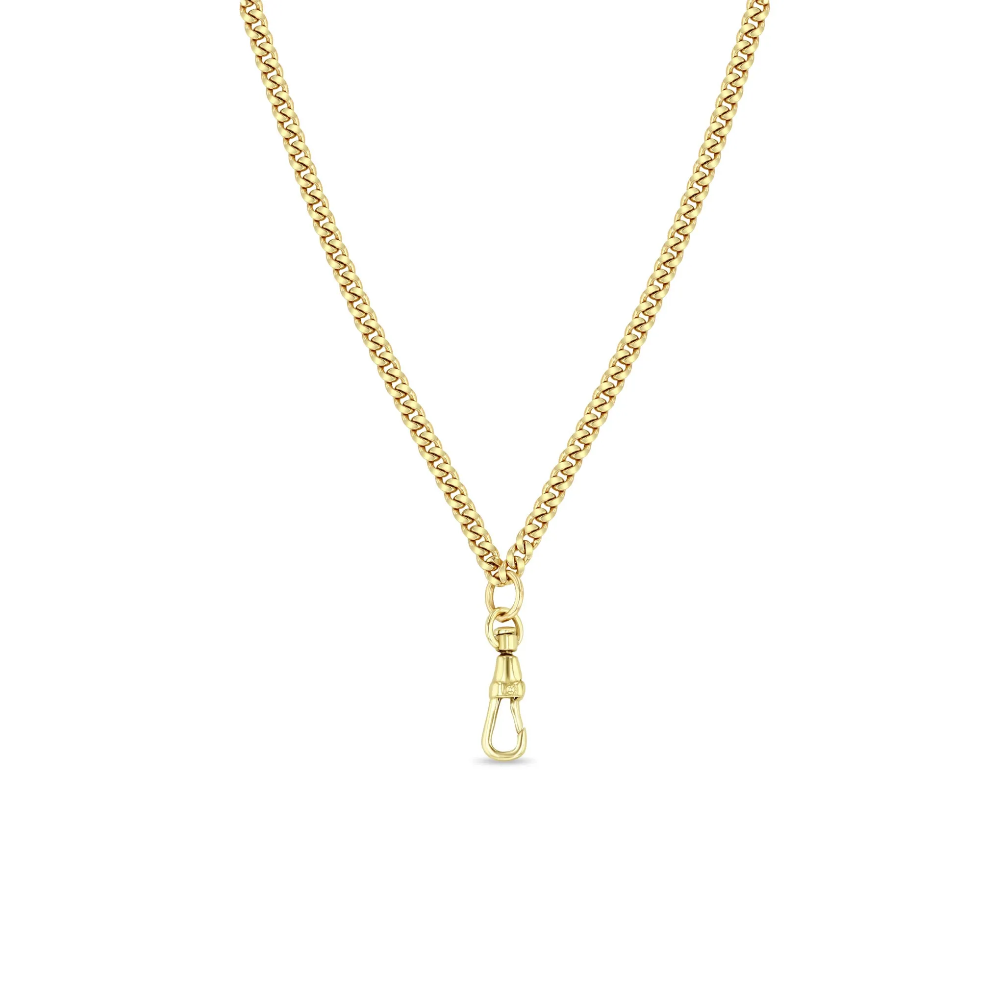 14k Gold Small Curb Chain Necklace with Fob Clasp Drop sold by Zoe Chicco