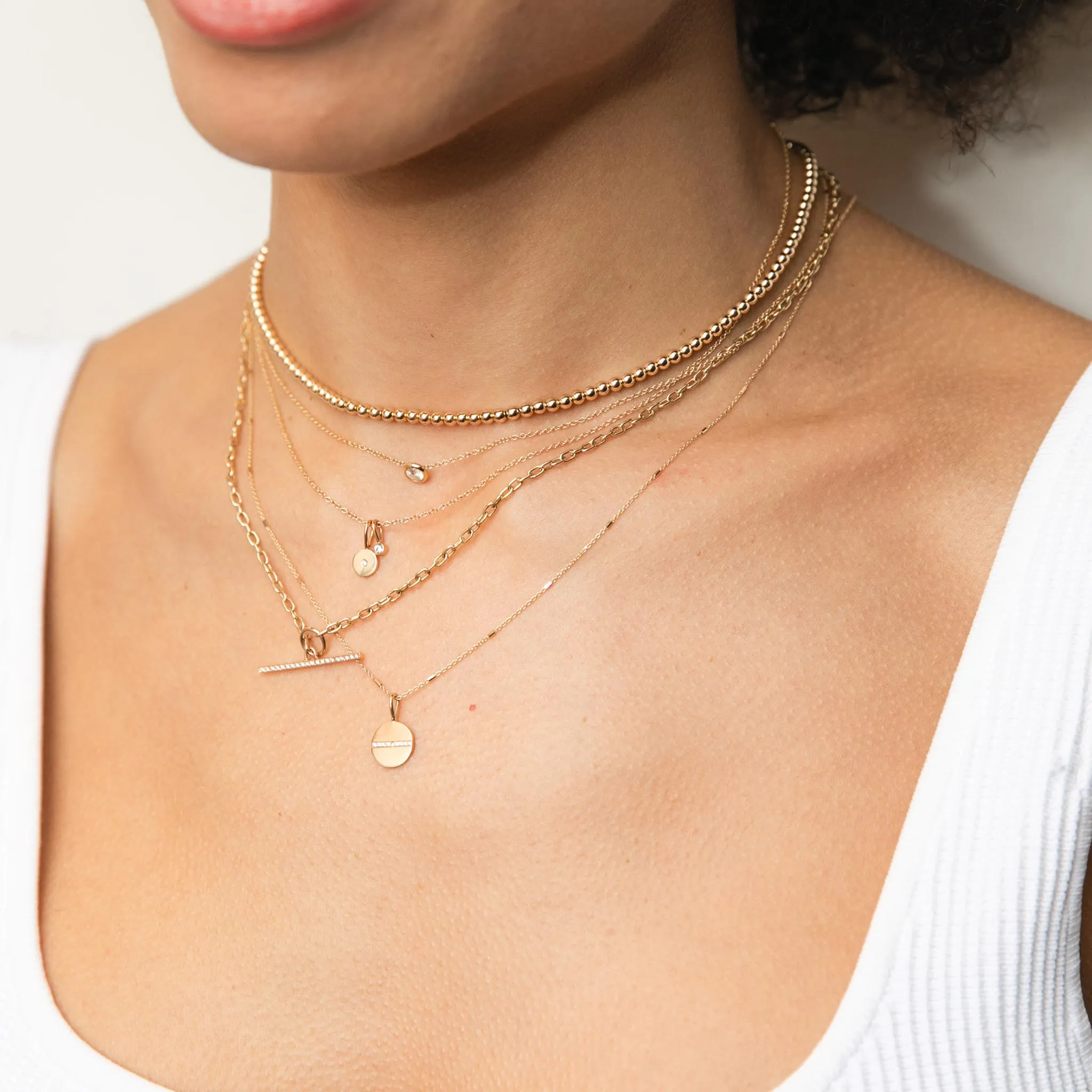 14k Small Square Oval Link Chain Pavé Diamond Toggle Necklace sold by Zoe Chicco product image thumbnail 2