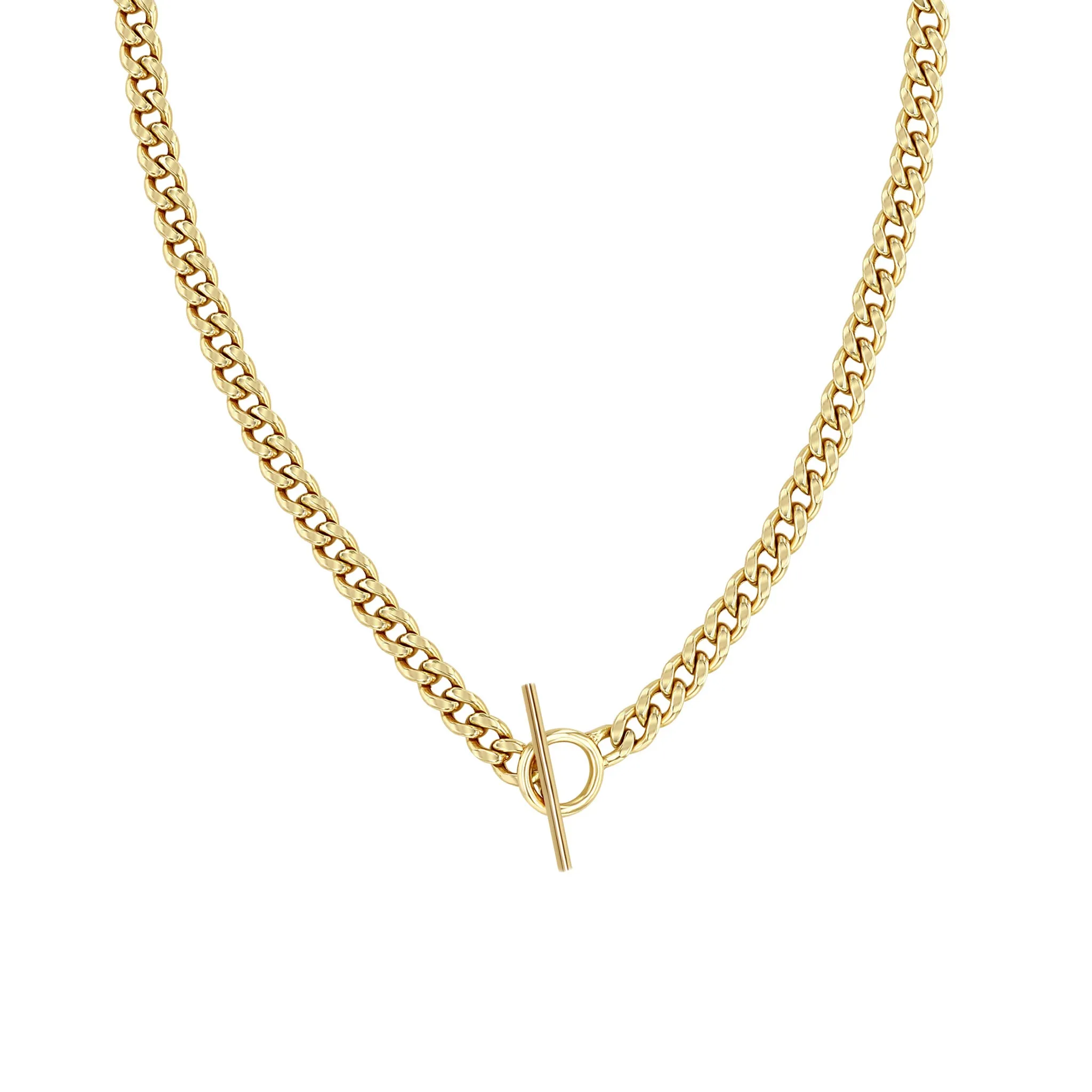 14k Medium Curb Chain Pavé Diamond Toggle Necklace sold by Zoe Chicco product image thumbnail 4