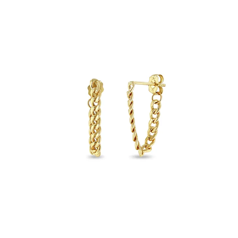 14k Gold Small Curb Chain Huggie Earrings sold by Zoe Chicco