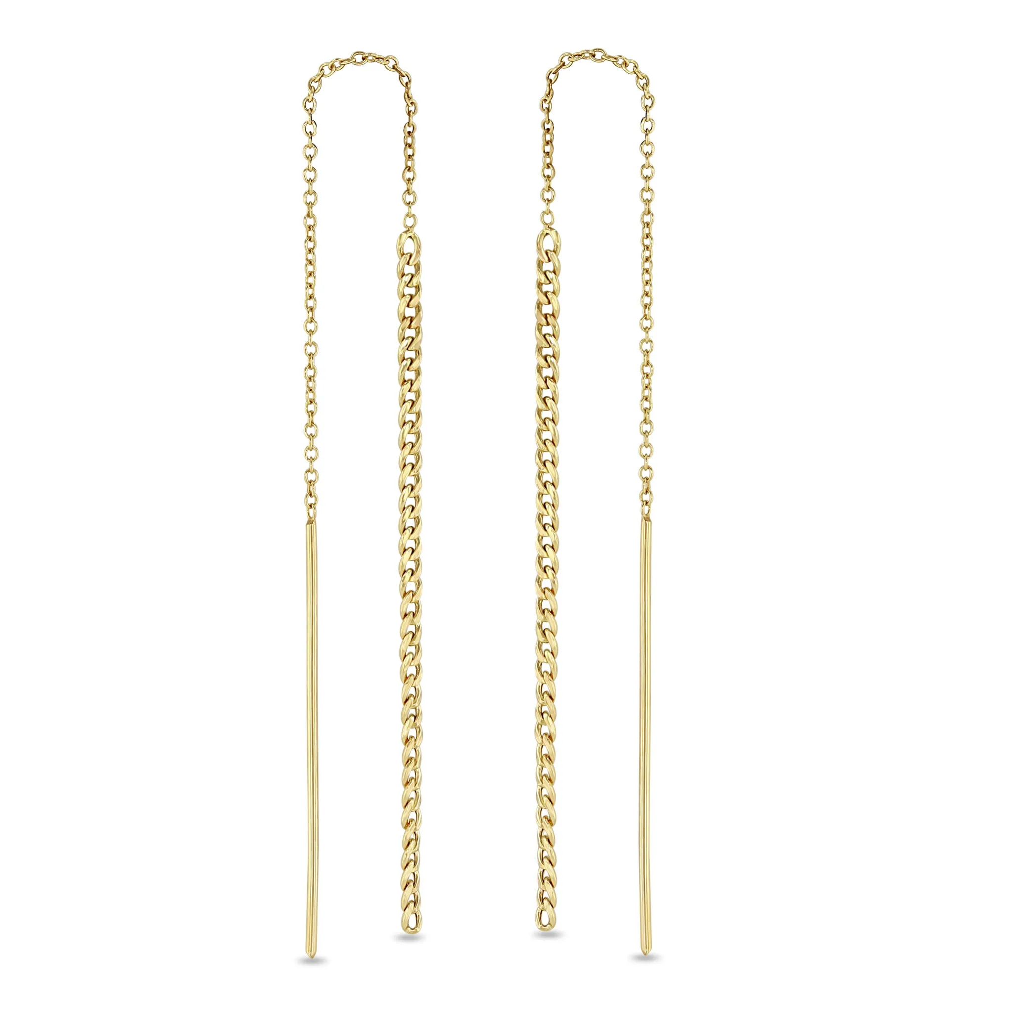 14k Gold XS Curb Chain Drop Threaders sold by Zoe Chicco