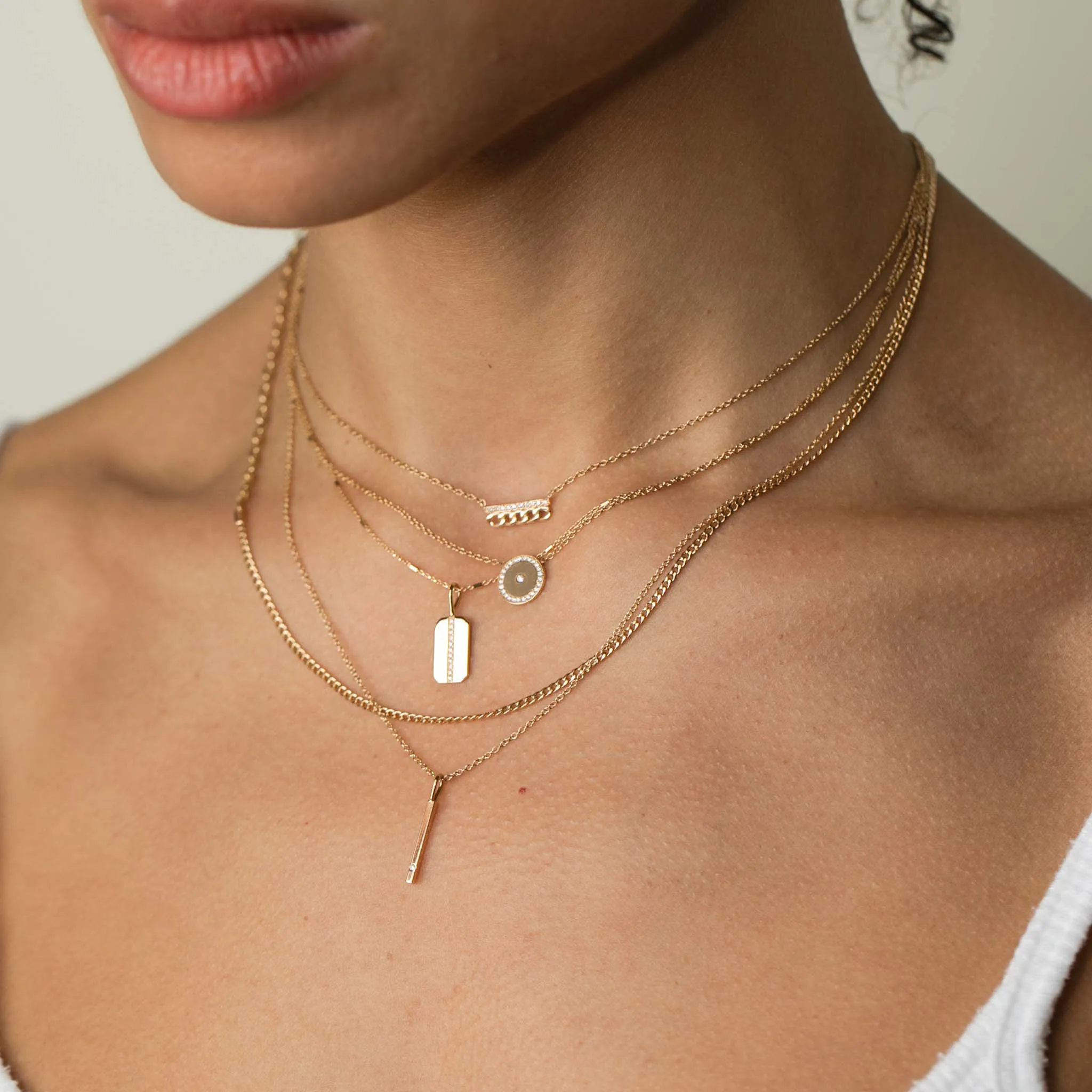 14k Mixed XS Curb & Small Square Oval Link Chain Necklace sold by Zoe Chicco product image thumbnail 2