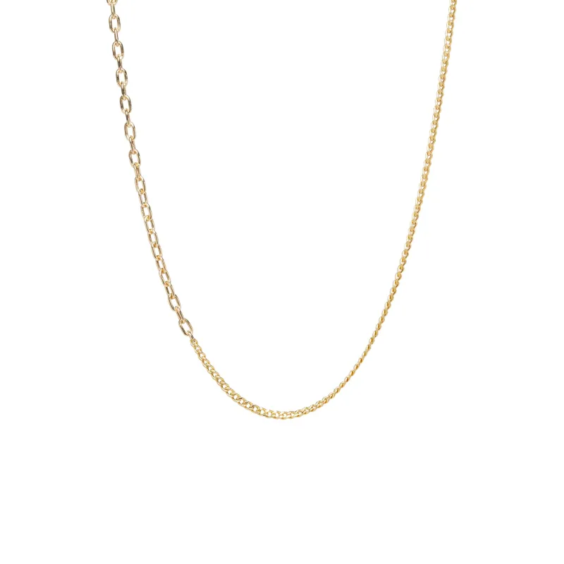 14k Mixed XS Curb & Small Square Oval Link Chain Necklace sold by Zoe Chicco