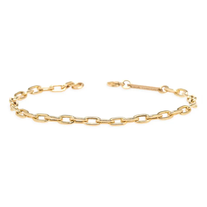 14k Gold Medium Square Oval Link Chain Anklet sold by Zoe Chicco