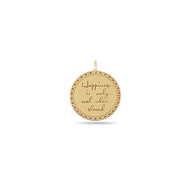 14k Single Large Mantra Disc Charm Pendant sold by Zoe Chicco