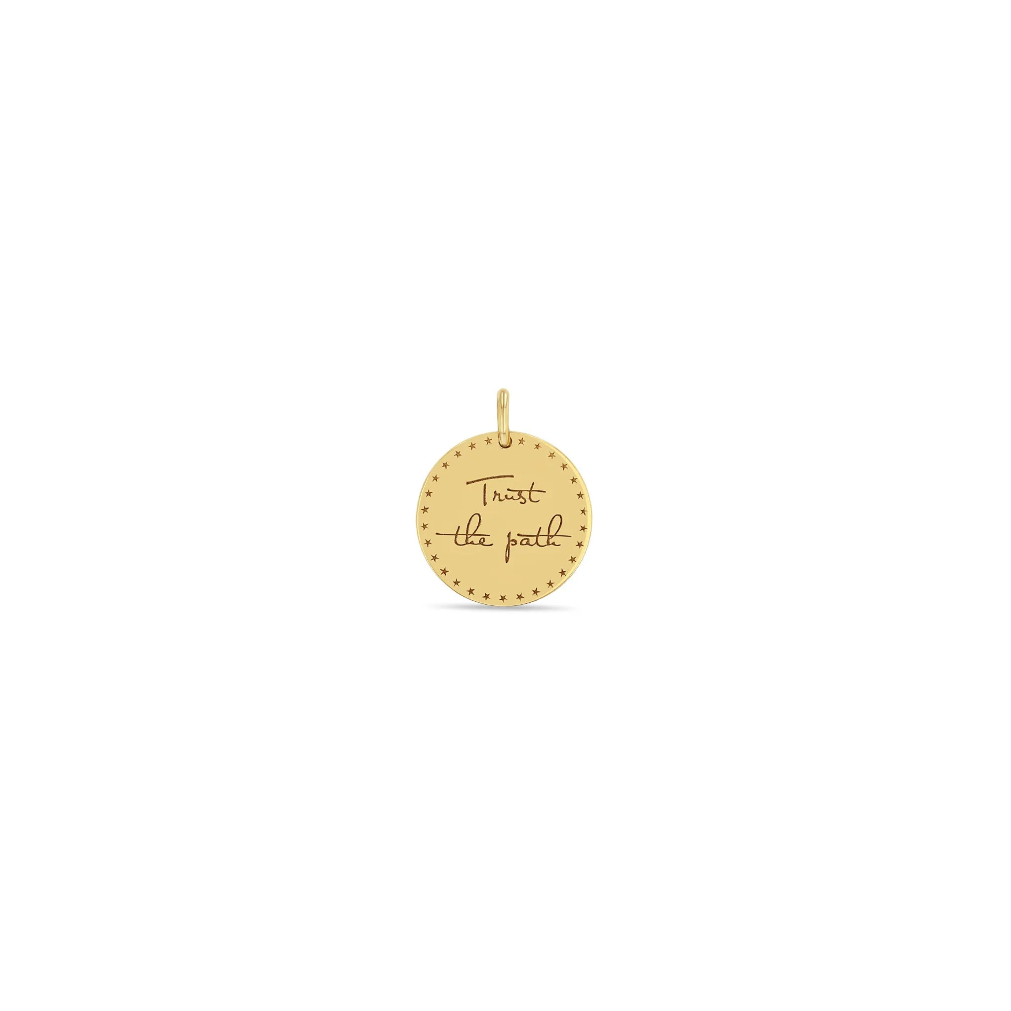 14k Single Small Mantra with Star Border Disc Charm sold by Zoe Chicco product image thumbnail 5