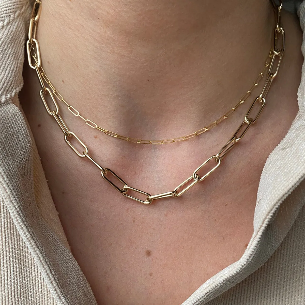14k Gold Small Paperclip Chain Necklace sold by Zoe Chicco product image thumbnail 2