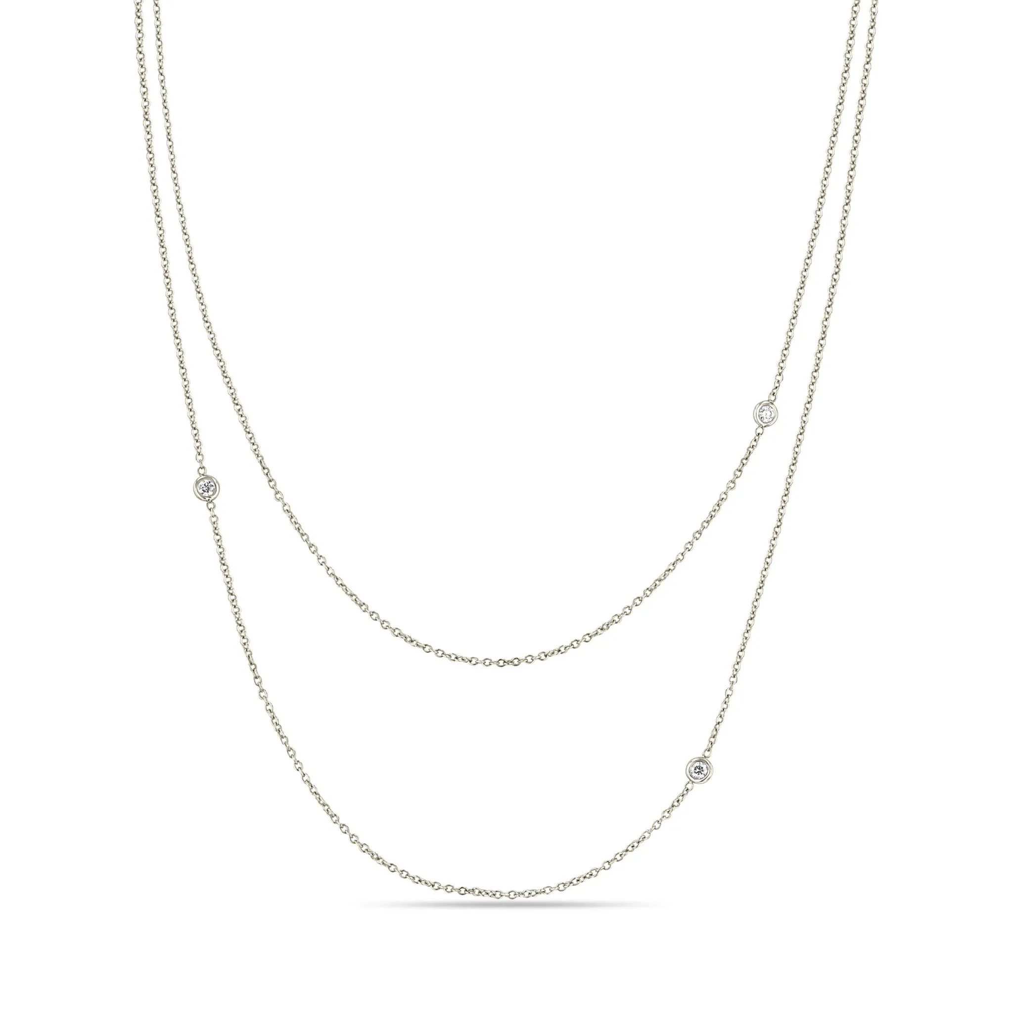 14k 3 Floating Diamond Cable Chain Layered Necklace sold by Zoe Chicco product image thumbnail 4