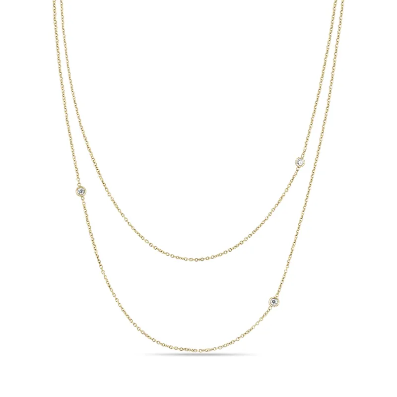 14k 3 Floating Diamond Cable Chain Layered Necklace sold by Zoe Chicco