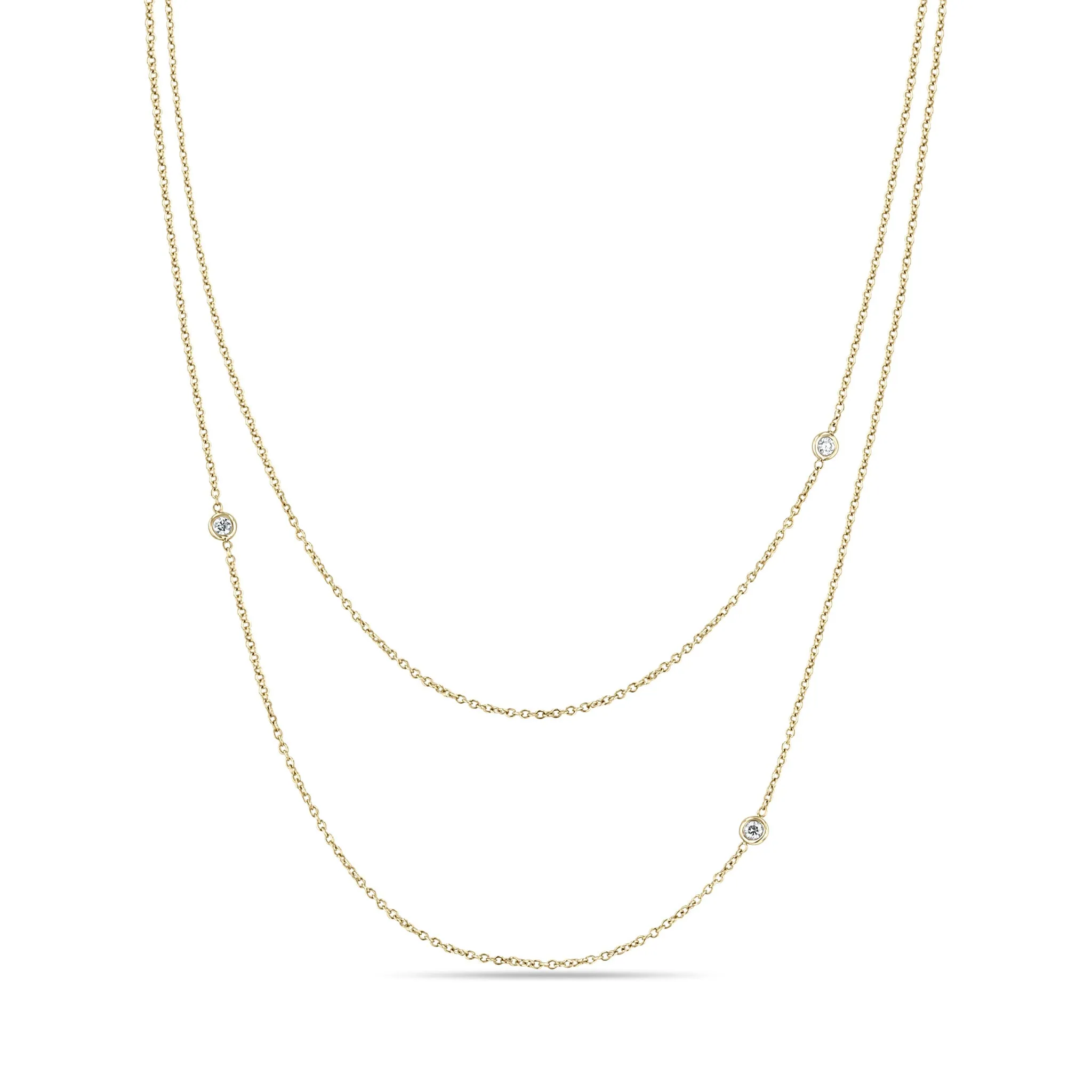 14k 3 Floating Diamond Cable Chain Layered Necklace sold by Zoe Chicco