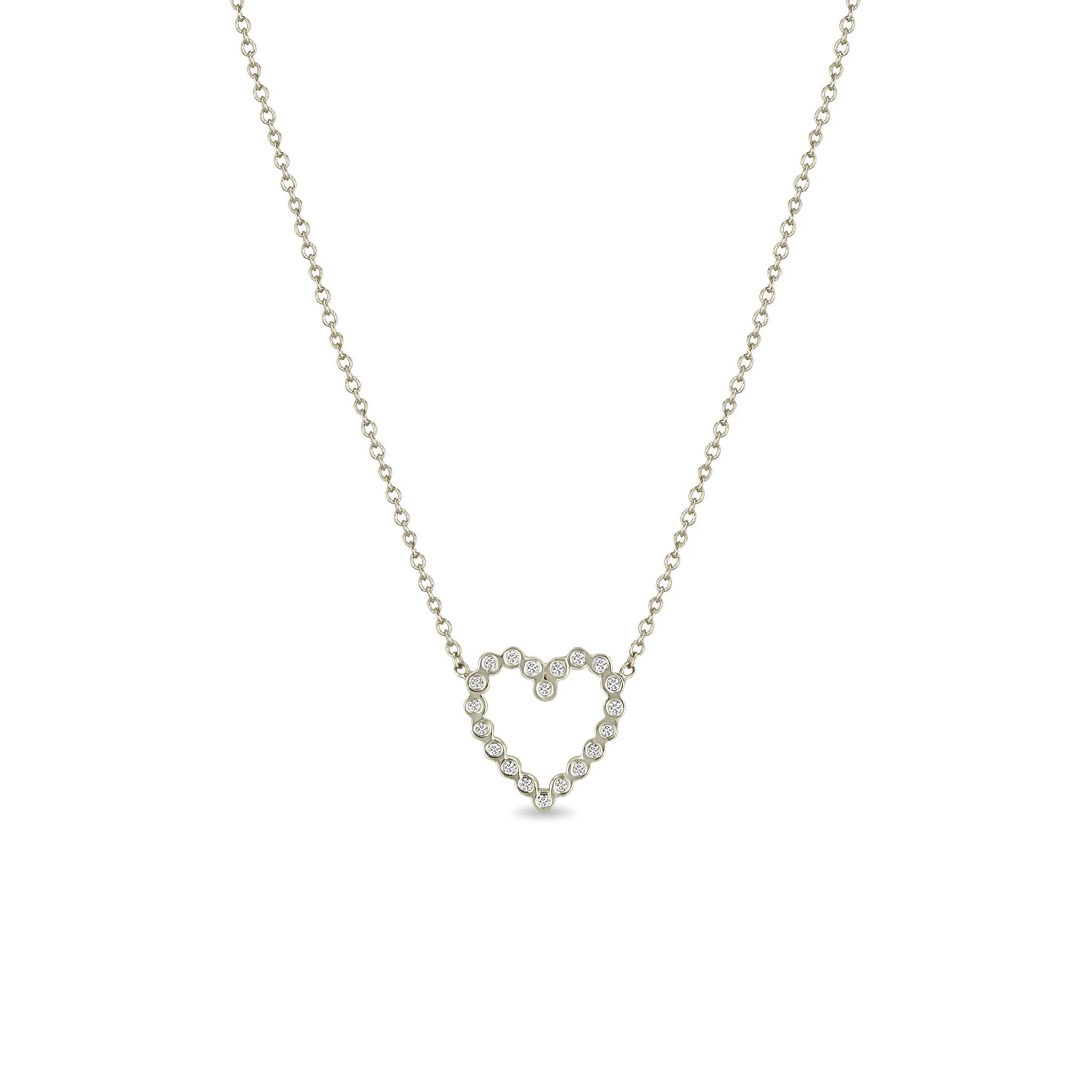 14k Small Diamond Bezel Heart Necklace sold by Zoe Chicco product image thumbnail 4