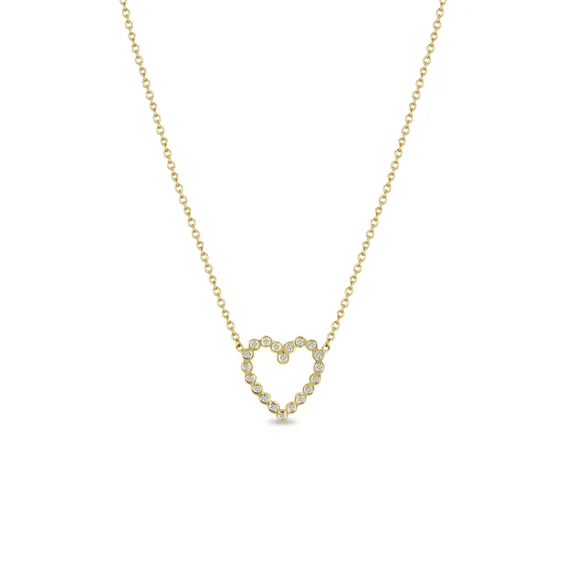 14k Small Diamond Bezel Heart Necklace sold by Zoe Chicco