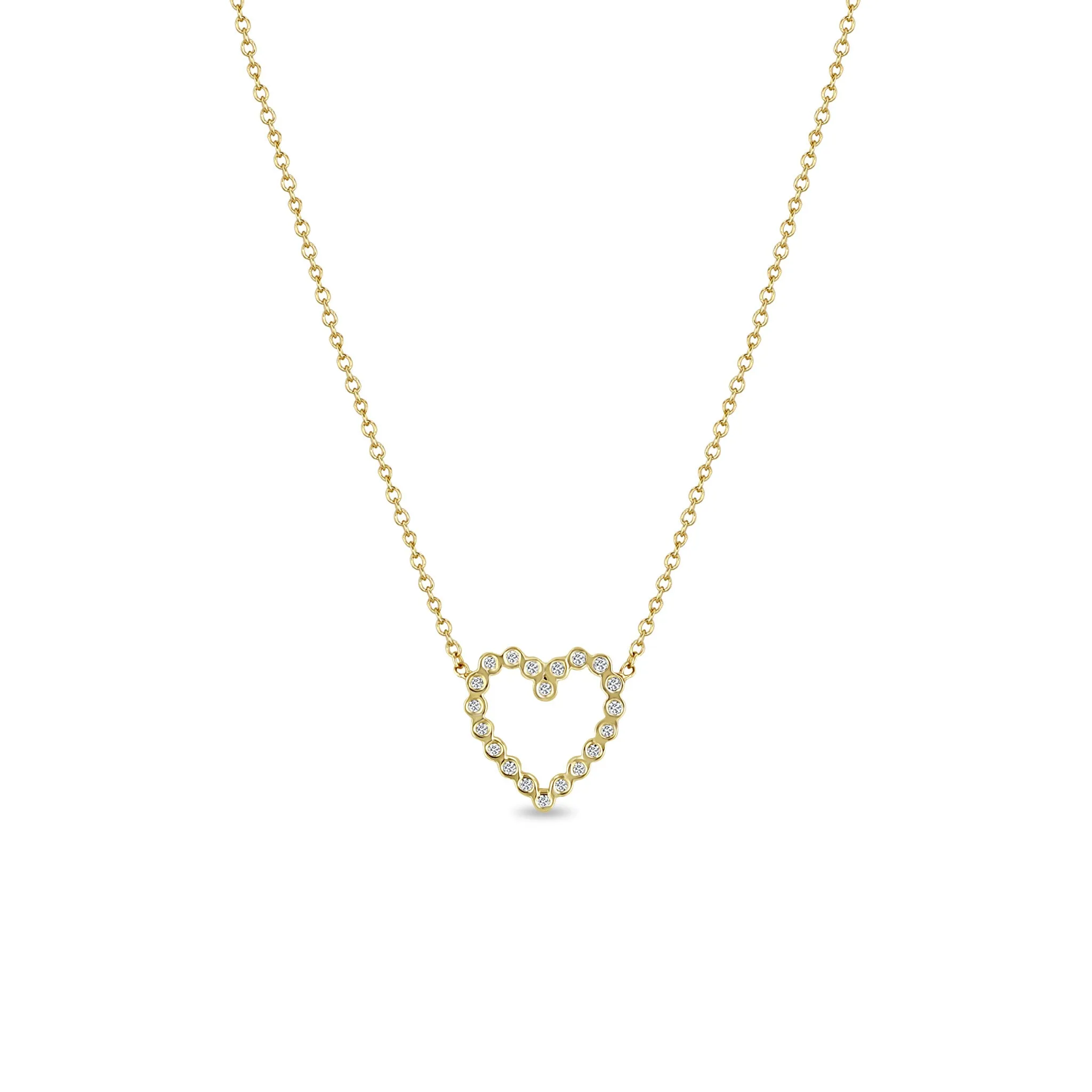 14k Small Diamond Bezel Heart Necklace sold by Zoe Chicco