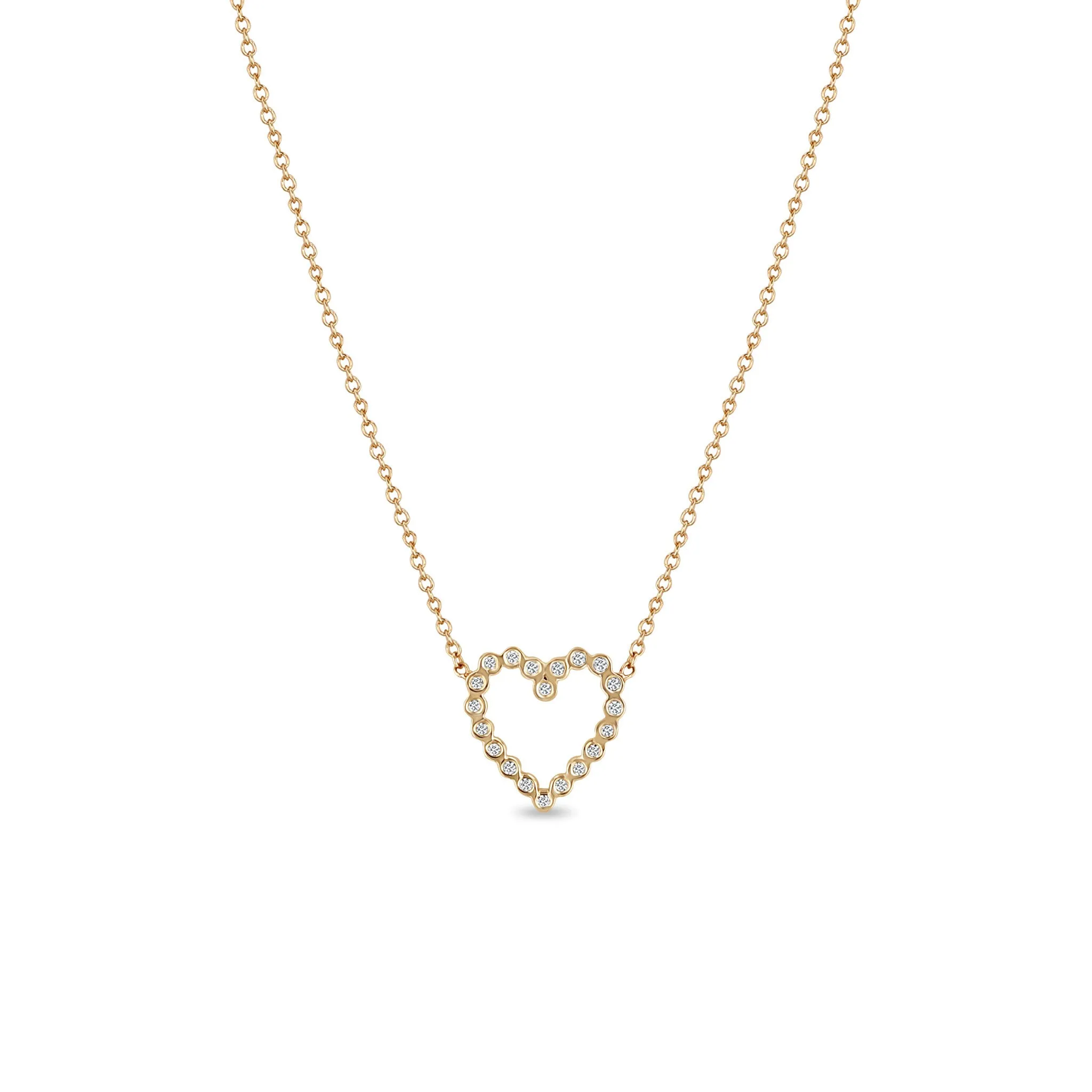 14k Small Diamond Bezel Heart Necklace sold by Zoe Chicco product image thumbnail 3