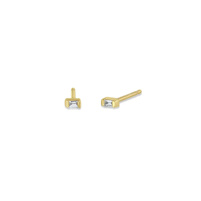 14k Gold Baguette Diamond Studs sold by Zoe Chicco