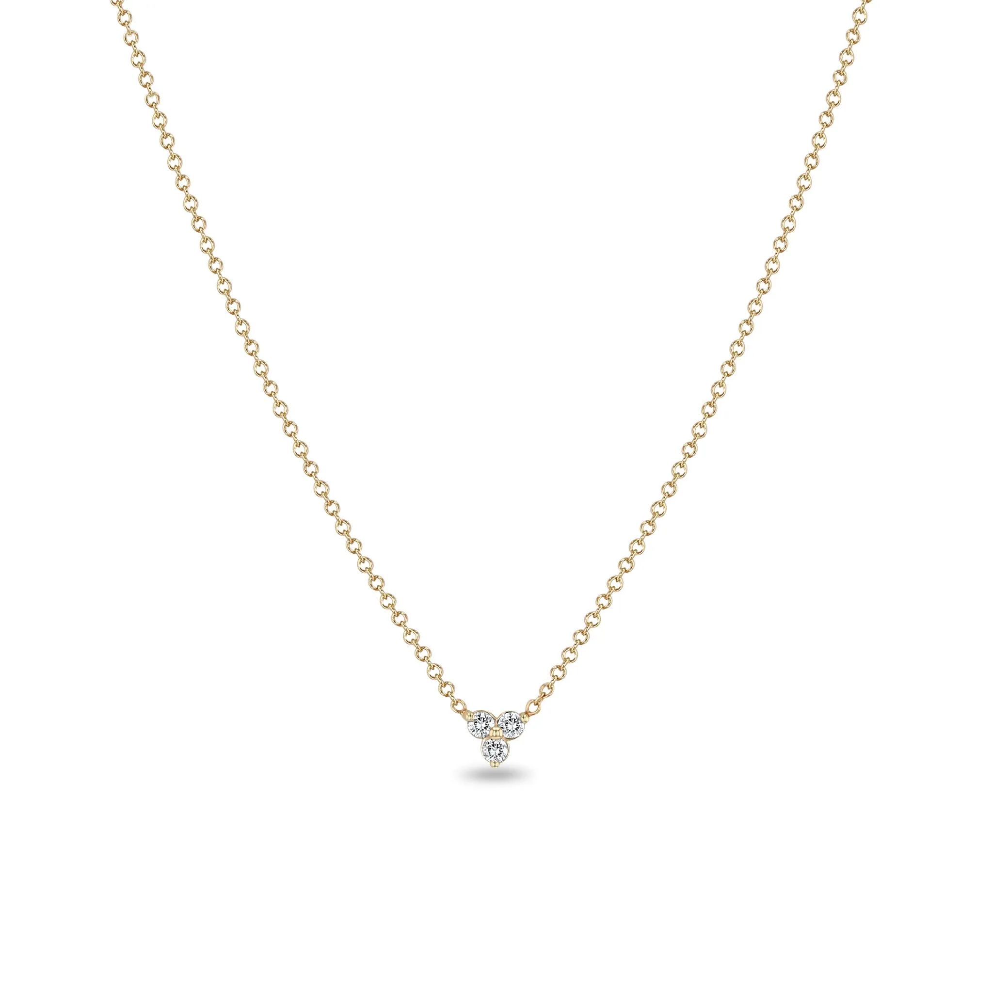 14k Prong Diamond Trio Necklace sold by Zoe Chicco product image thumbnail 3