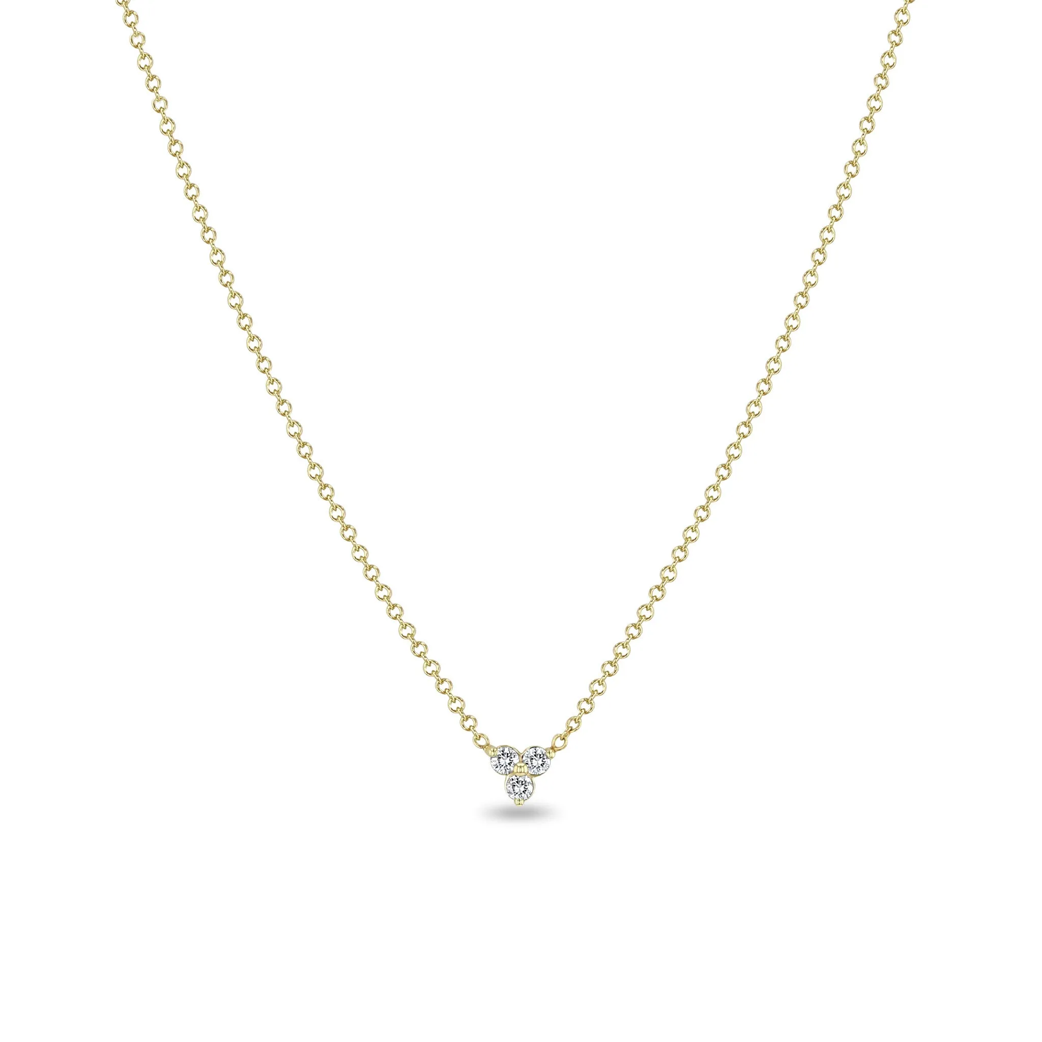14k Prong Diamond Trio Necklace sold by Zoe Chicco
