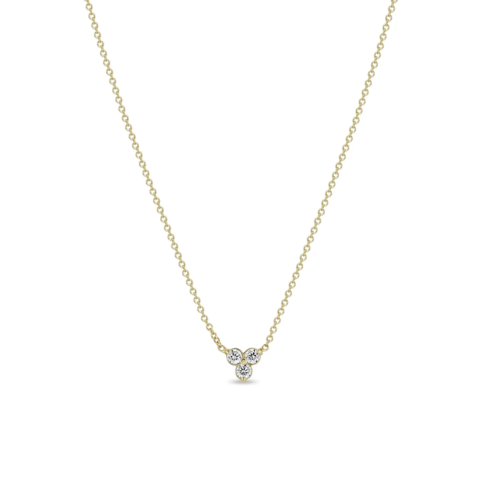 14k Prong Diamond Trio Necklace sold by Zoe Chicco product image thumbnail 5