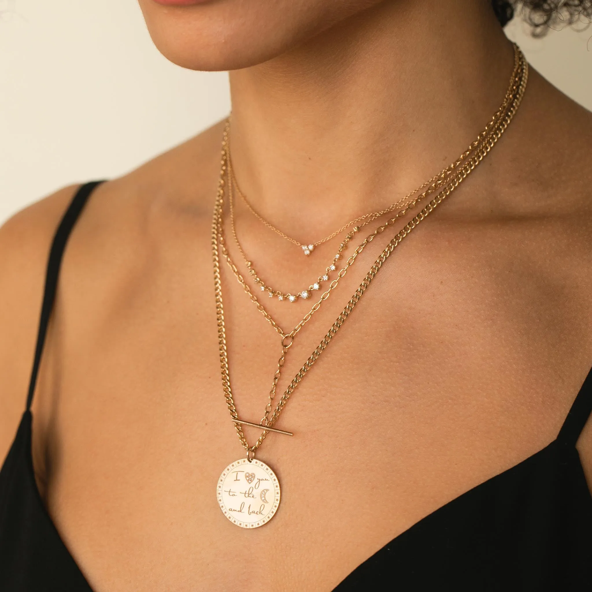 14k Prong Diamond Trio Necklace sold by Zoe Chicco product image thumbnail 2