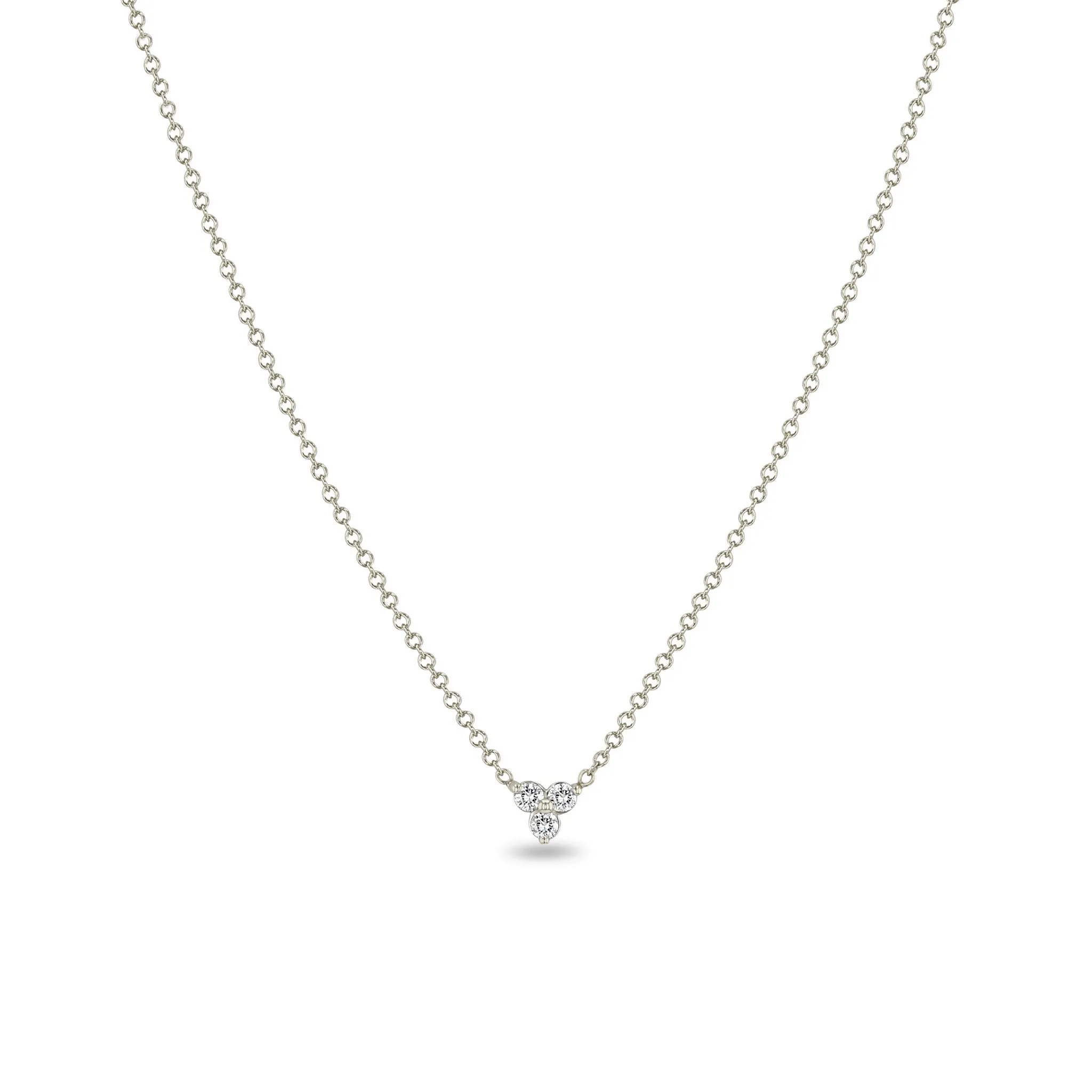 14k Prong Diamond Trio Necklace sold by Zoe Chicco product image thumbnail 4
