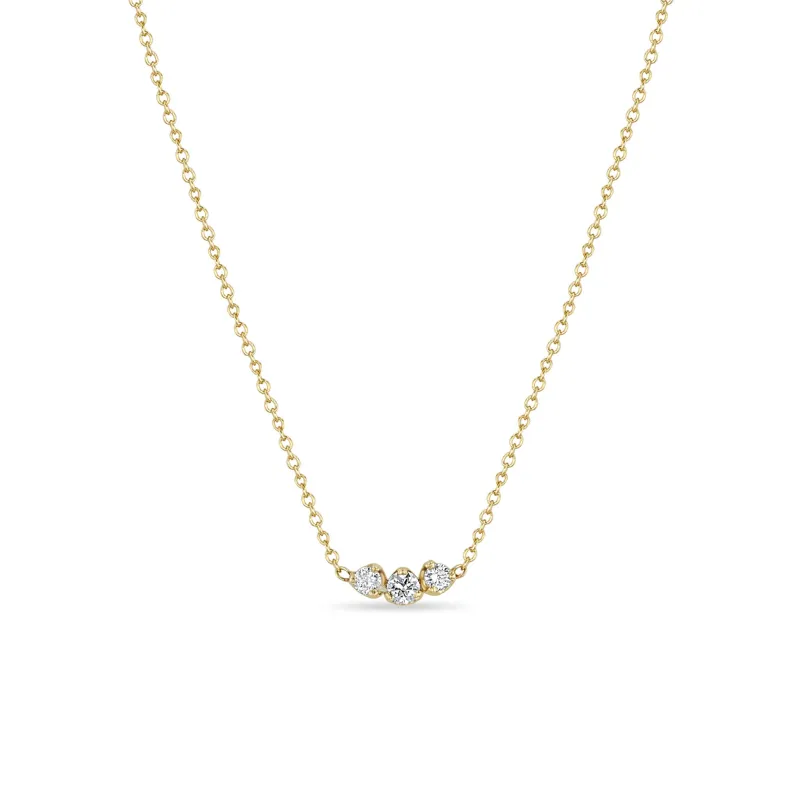14k Mixed Prong Diamond Trio Necklace sold by Zoe Chicco