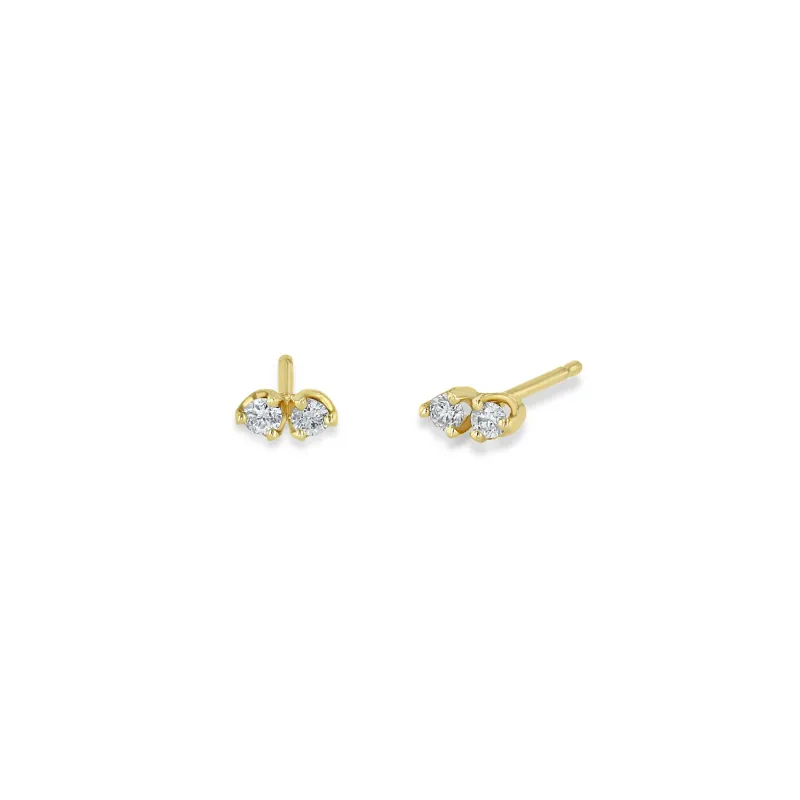 14k Twin Diamond Studs sold by Zoe Chicco