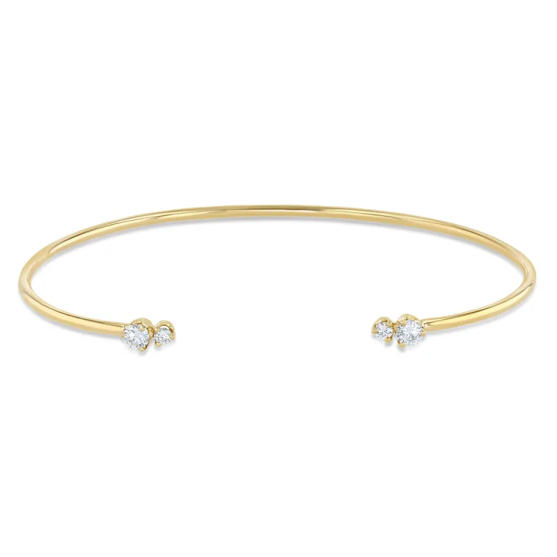 14k Mixed 2 Prong Diamond Cuff sold by Zoe Chicco