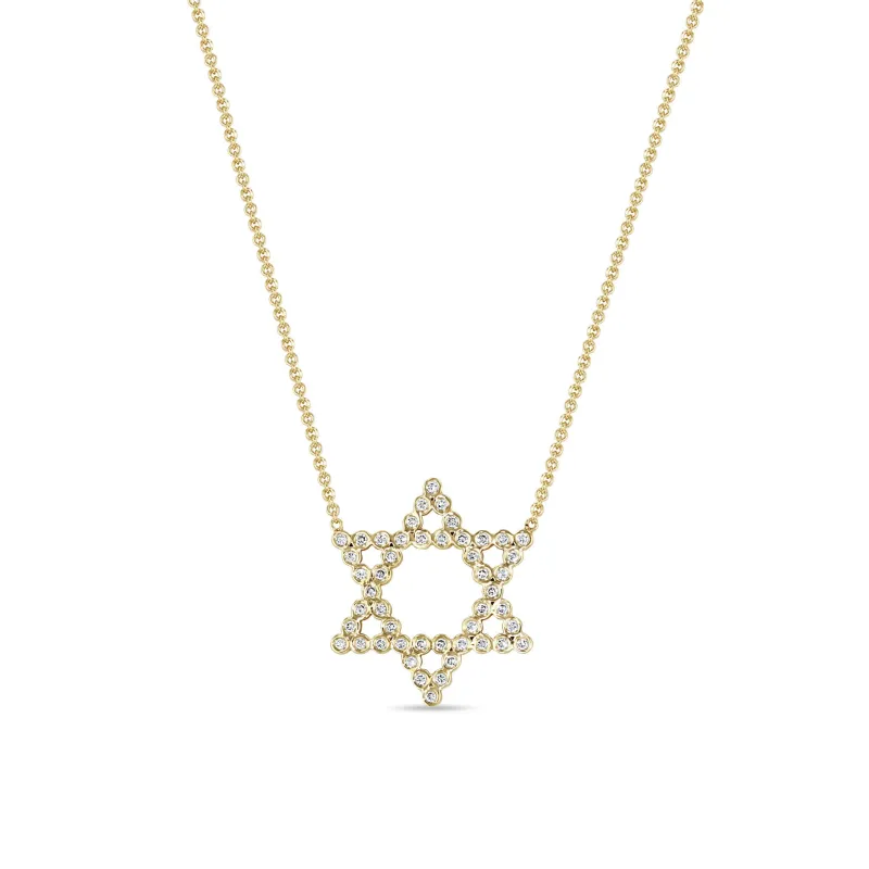 14k Diamond Bezel Star of David Necklace sold by Zoe Chicco