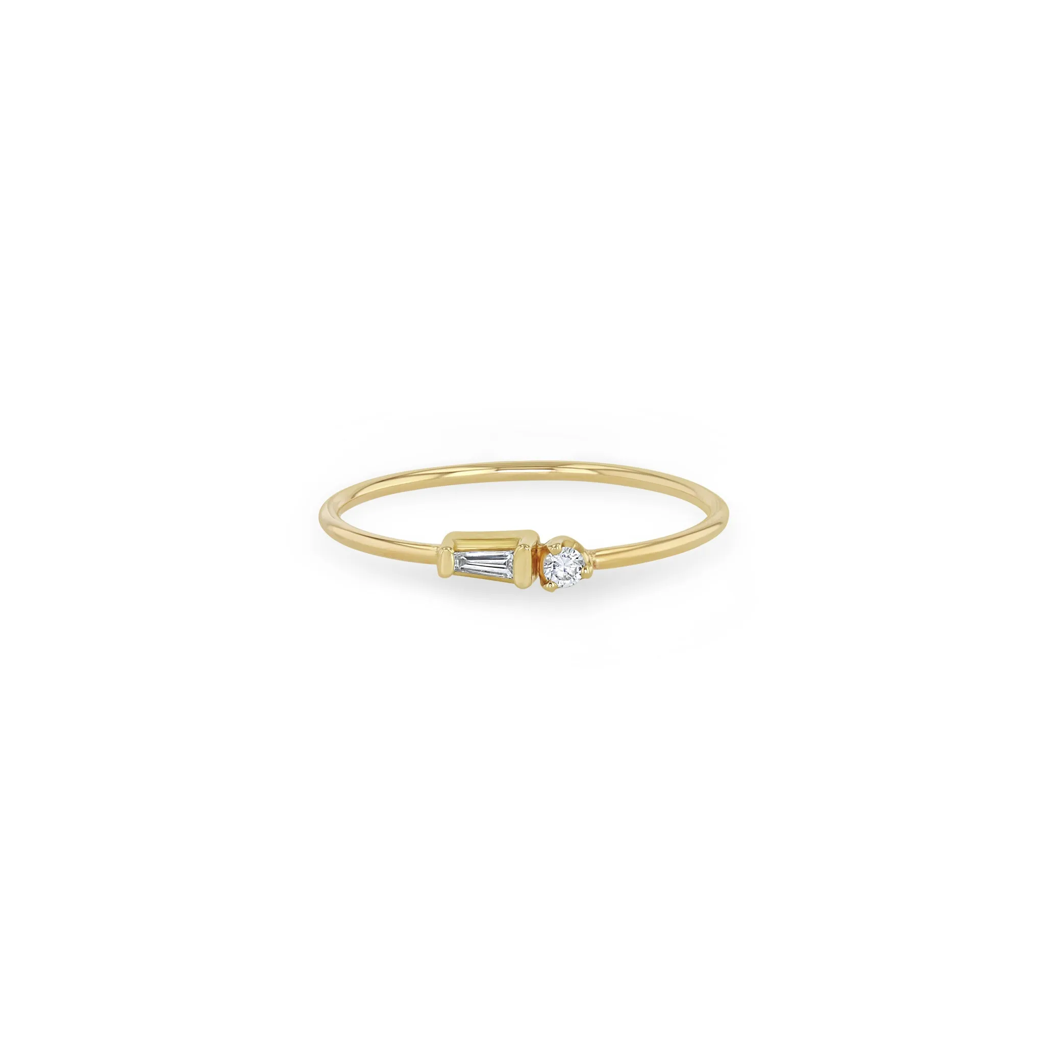 14k Tapered Baguette Diamond & Prong Diamond Ring sold by Zoe Chicco
