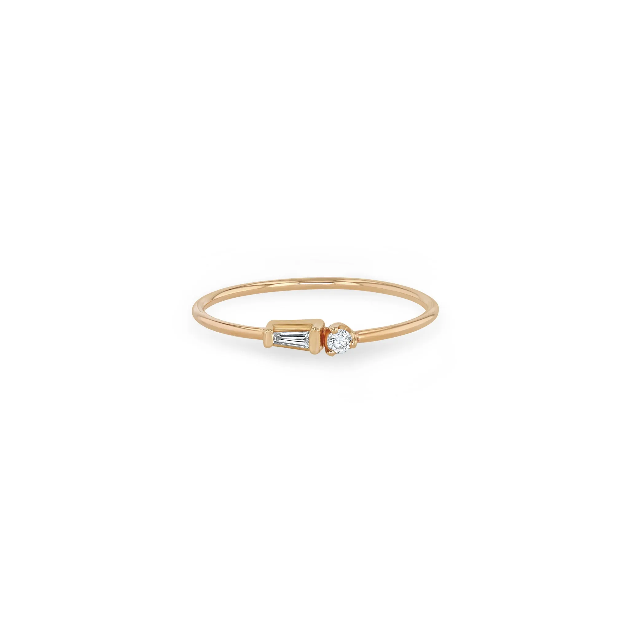 14k Tapered Baguette Diamond & Prong Diamond Ring sold by Zoe Chicco product image thumbnail 4