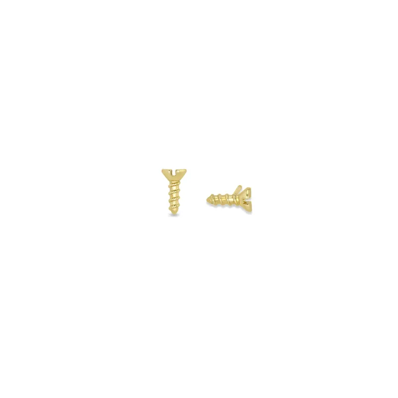 14k Gold Tiny Screw Studs sold by Zoe Chicco
