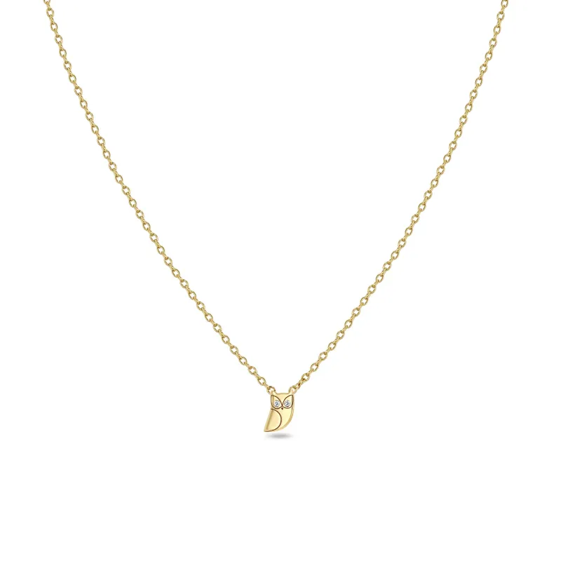 14k Itty Bitty Owl with Diamond Eyes Necklace sold by Zoe Chicco